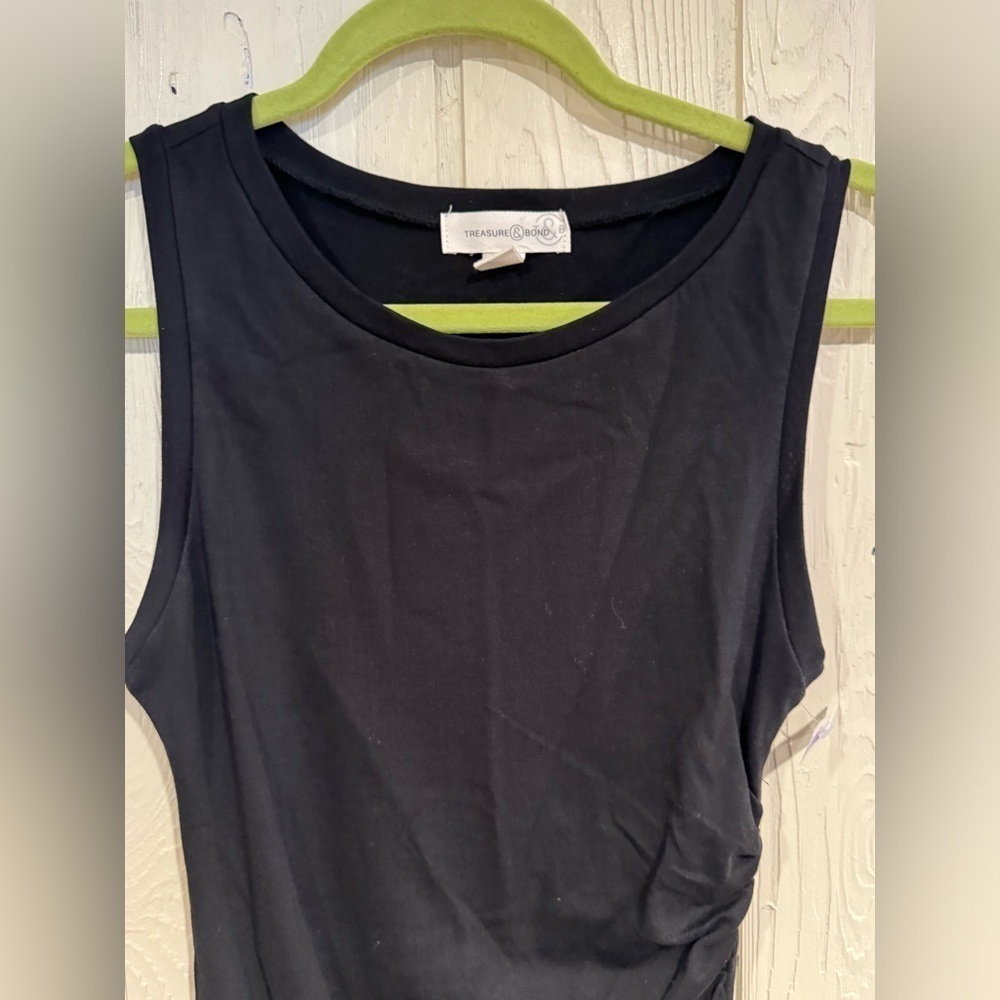 Treasure & Bond Black Dress with Side Ruching, Size XS - Picture 3 of 9